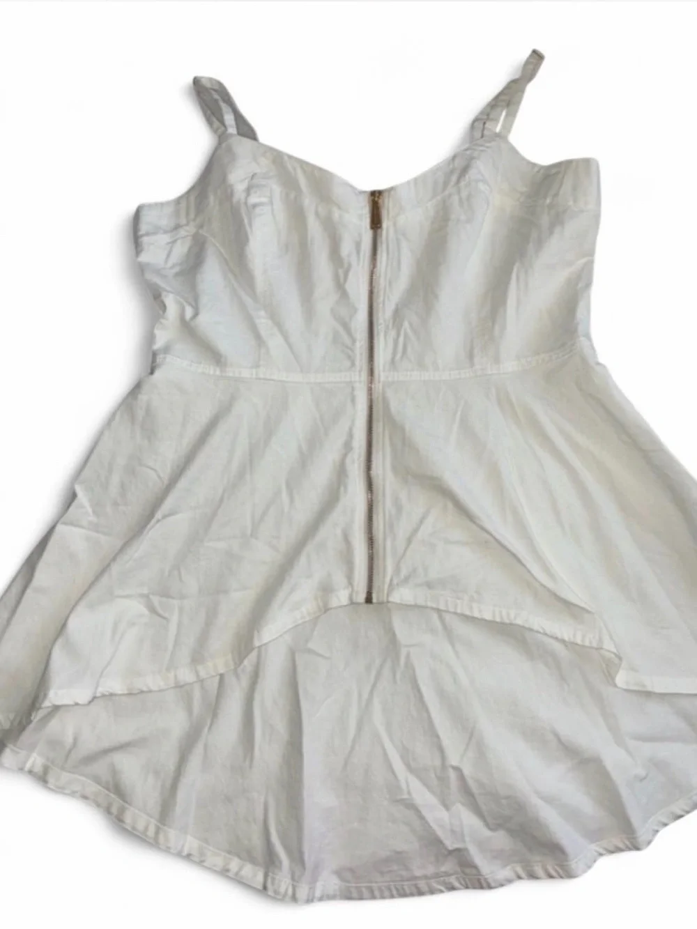 Thalia Sodi White Zip-Front Peplum Tank Top